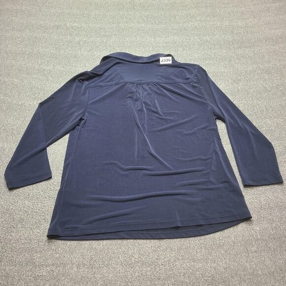 Premise Shirt Womens Large Navy Blue Collared Popover Henley Stretch NWT P910110 - Picture 9 of 10
